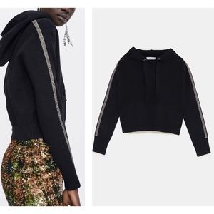 Zara knit sweatershirt with silver rhinestones